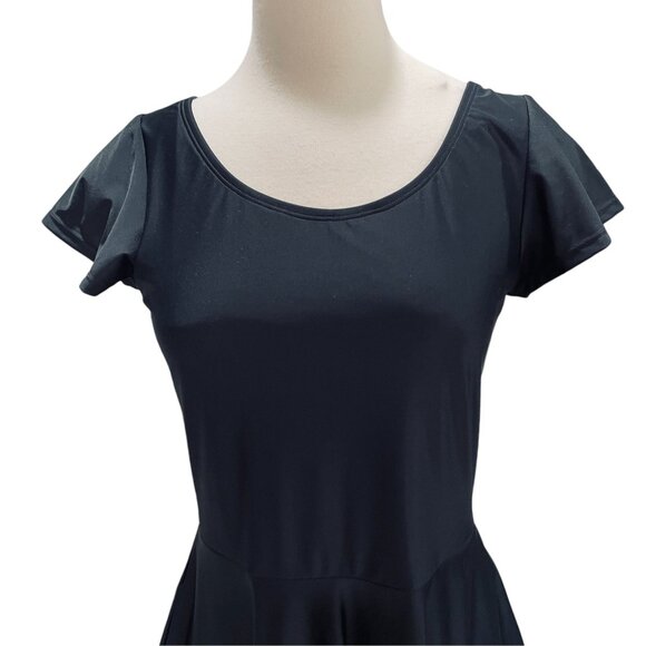 Honeymark Black Swim Dress Skater Swimsuit Coverup Medium Modest Tenniscore - Picture 6 of 9